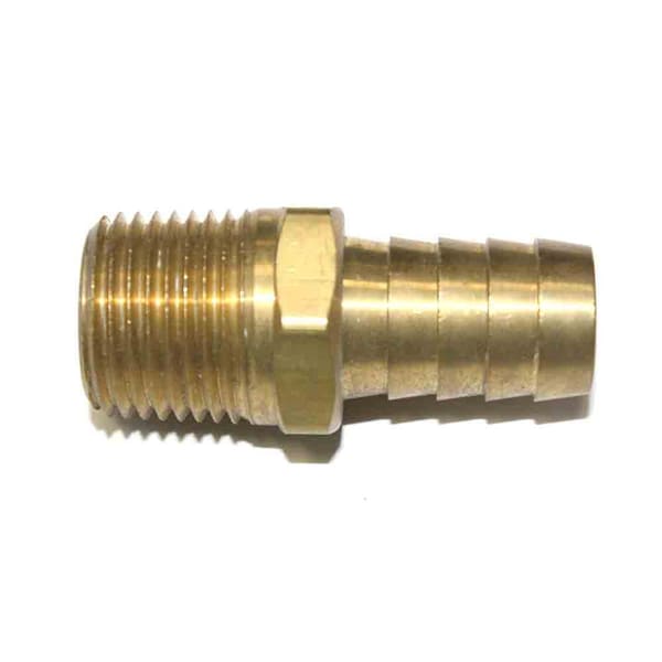 Interstate Pneumatics Brass Hose Barb Fitting, Connector, 5/8 Inch Barb X 1/2 Inch NPT Male End, PK 6 FM88-5-D6 - main